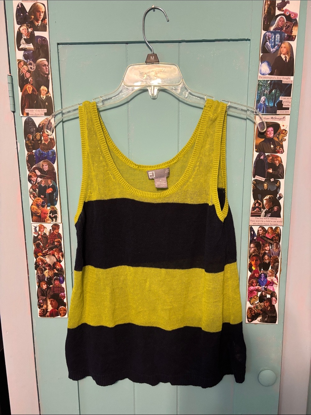 jcpenney Black and Lime Green Striped Knit Tank
